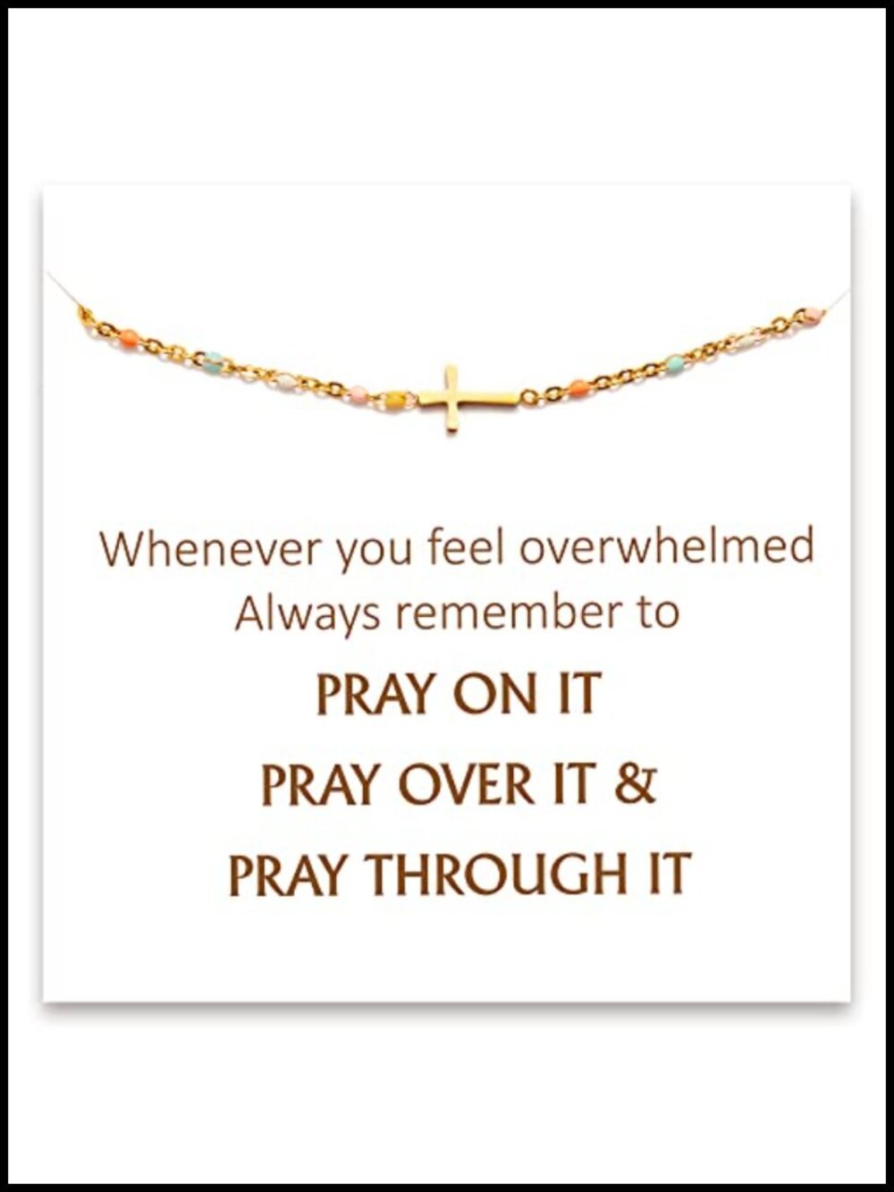 18K Gold Plated Cross Bracelet Christian Gift Prayer Card Adjustable 6-8"